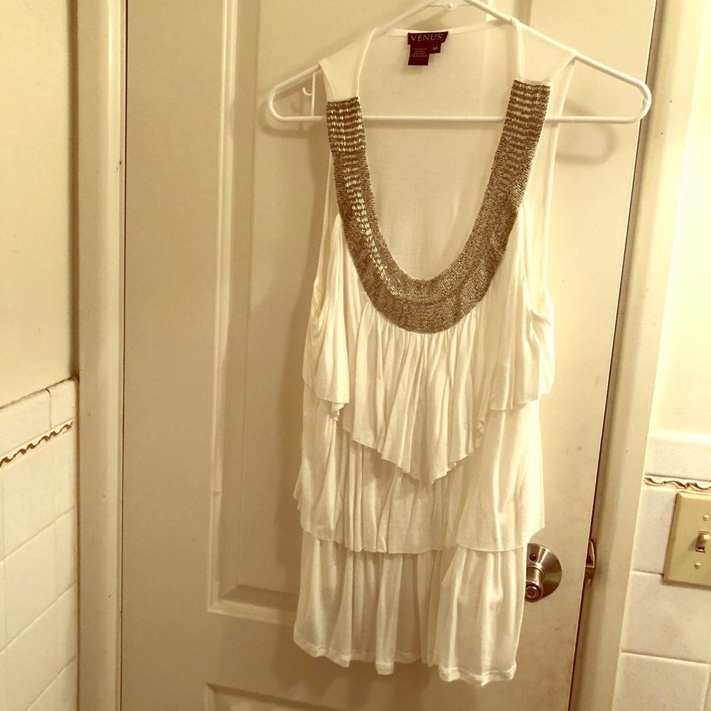 White flutter top